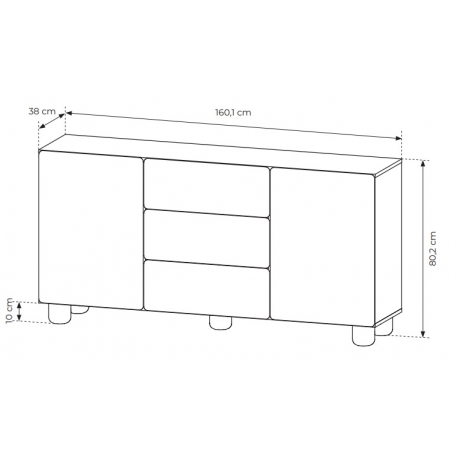 Komoda 160 cm 2-drzwiowa z szufladami LUGO dąb vicenza